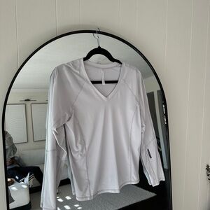 Fabletics White Long Sleeve V-Neck Top